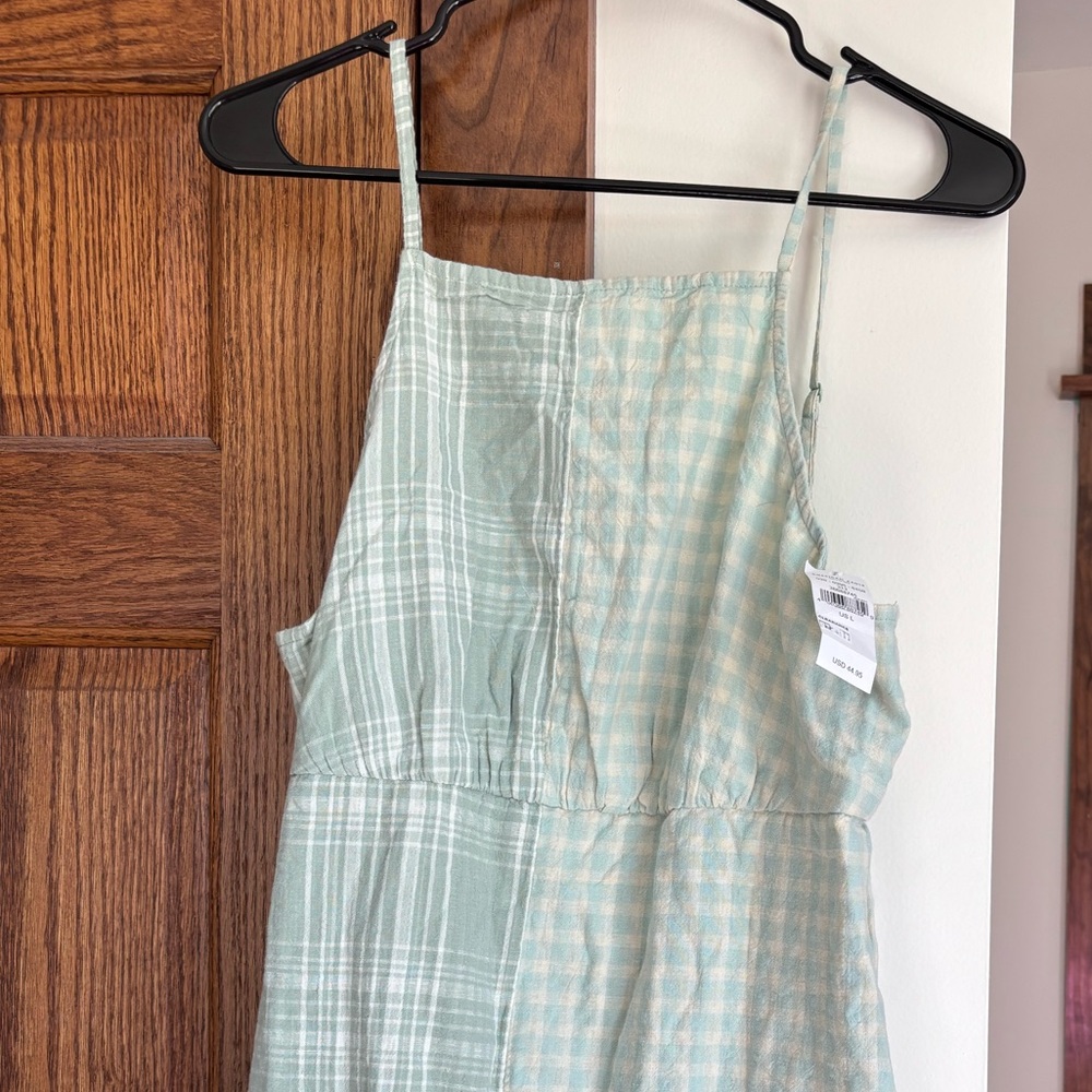 NWT AE Plaid Patchwork Mini Dress American Eagle, Large $44.95